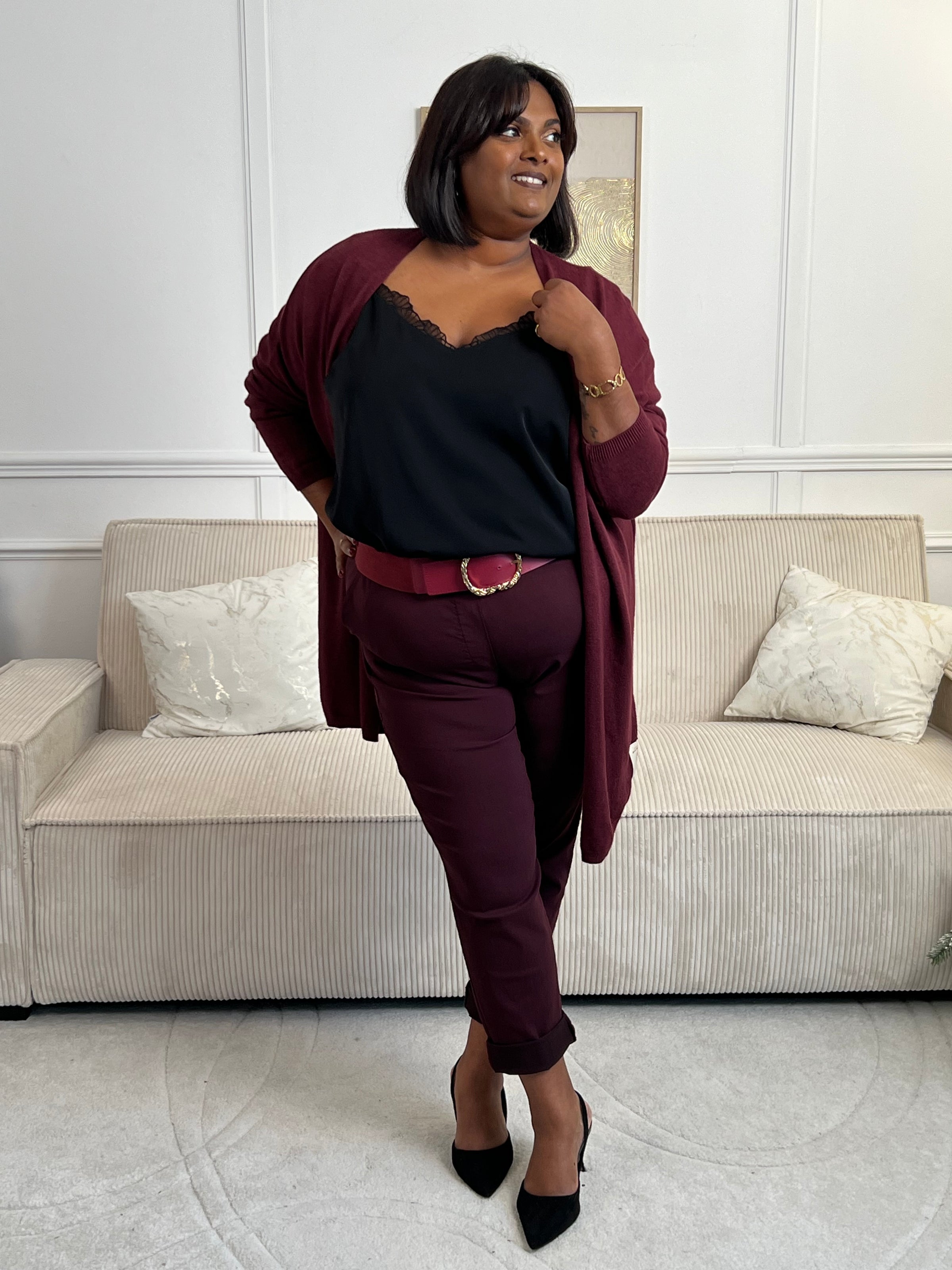 Pantalon bordeaux grande taille : Diego