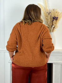 Gilet camel grande taille femme Gilet manches longues Col V Boutons sur la longueur Couleur : camel Composition : 35% Acrylique, 35% Nylon, 30% bébé Alpaga Made in Italie