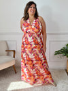Robe orange à motif floral : Manuela