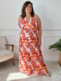 Robe orange à motif floral : Manuela