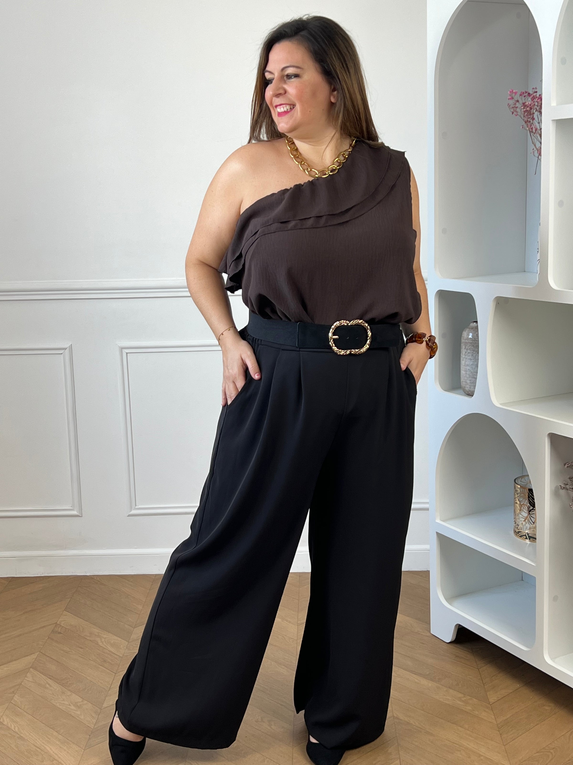 Top marron grande taille : Noha