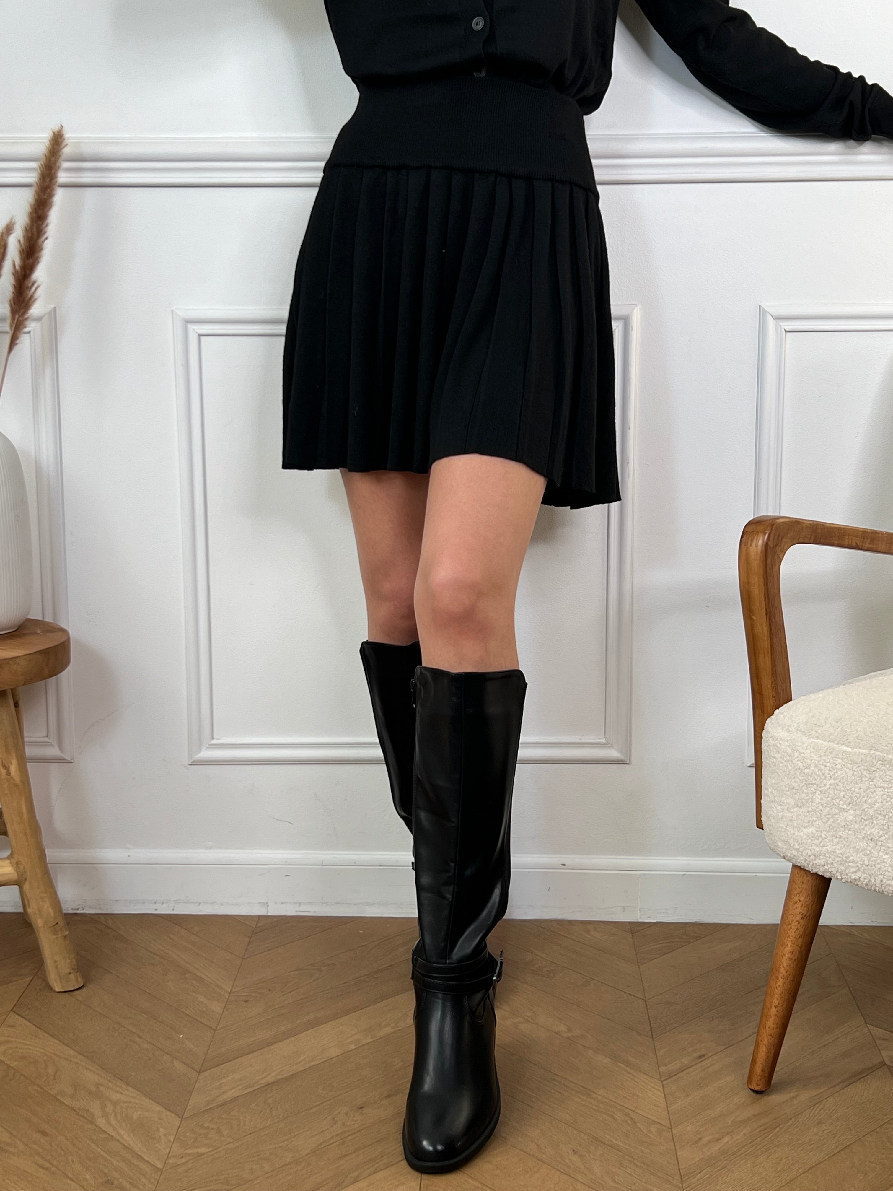 Jupe noire effet plissée femme – Loïcia