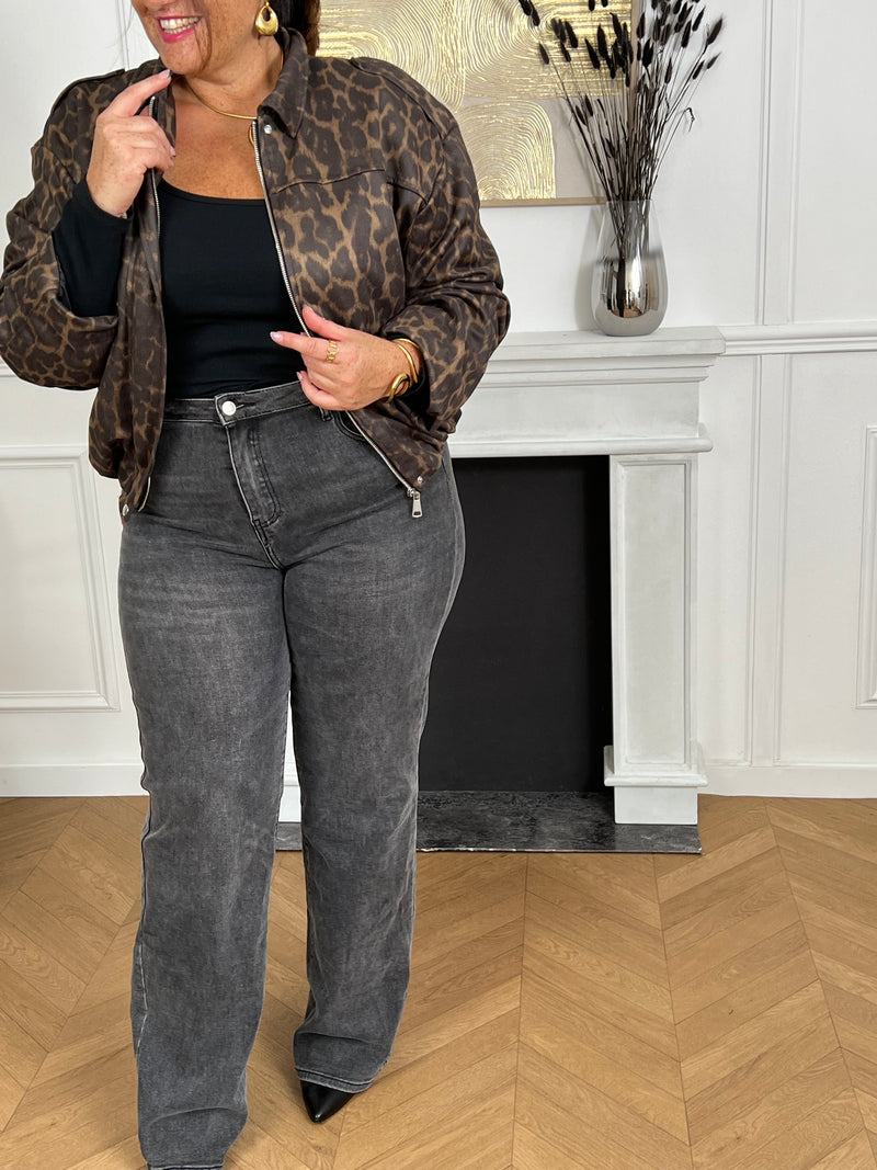Veste bombers léopard grande taille : Diane