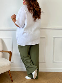 Chemise écrue avec détail palmier en gaze de coton : Vaima