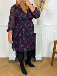 Robe courte noire et violette Curve : Adele - Loïcia