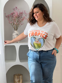 Ecru oversized T-shirt: Tropics