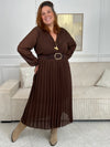 Robe marron plissée Grande taille : Ophelie