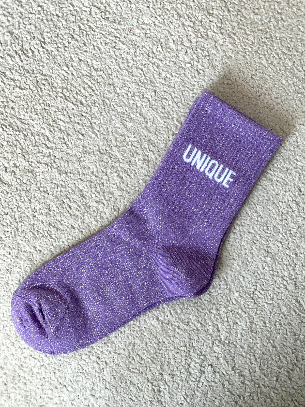 Shiny purple socks: Unique