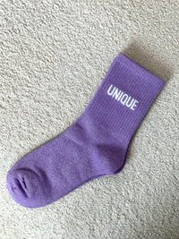 Shiny purple socks: Unique