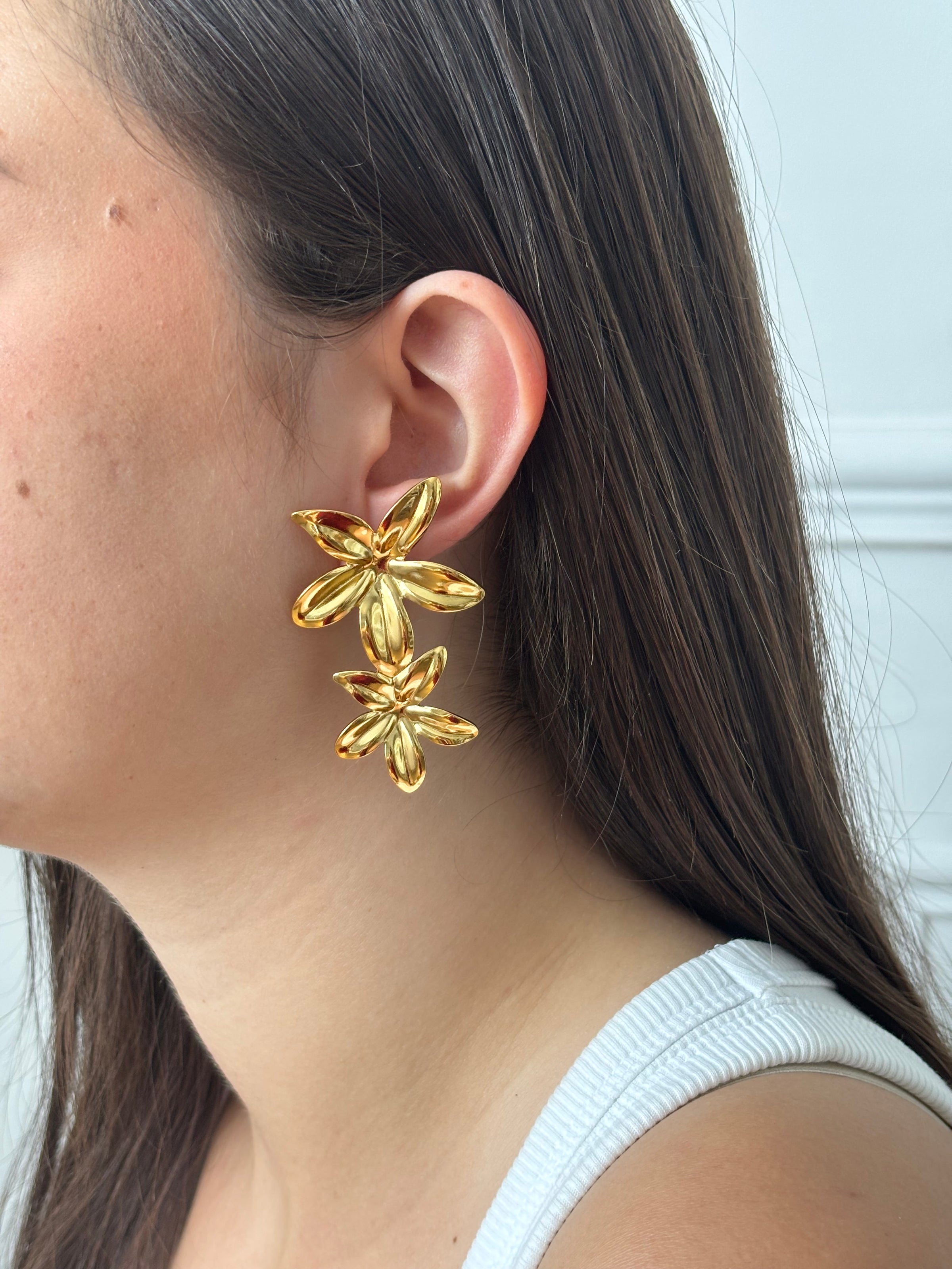 Boucles d'oreilles dorées pendantes : Irya