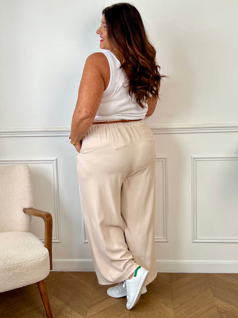 Pantalon beige coupe droite : Elie