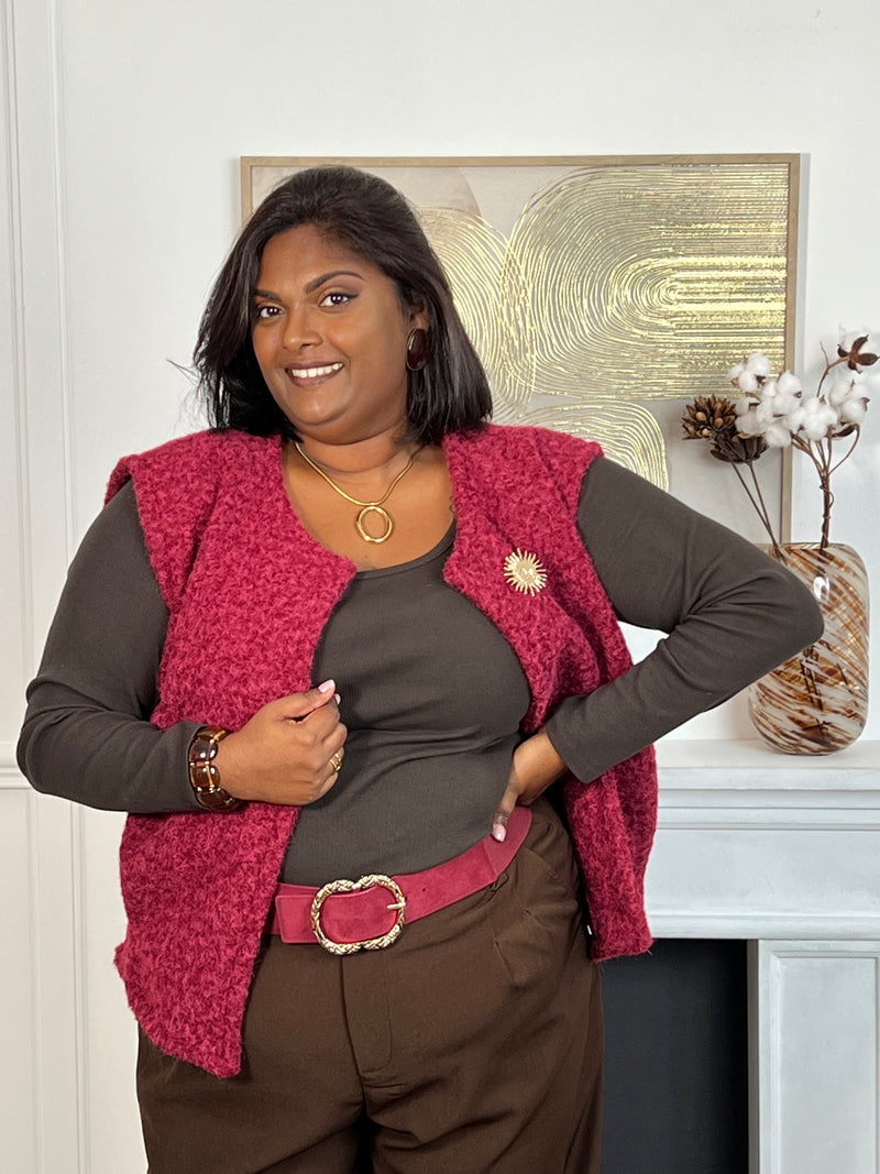 Veste moumoute bordeaux grande taille  : Tinia
