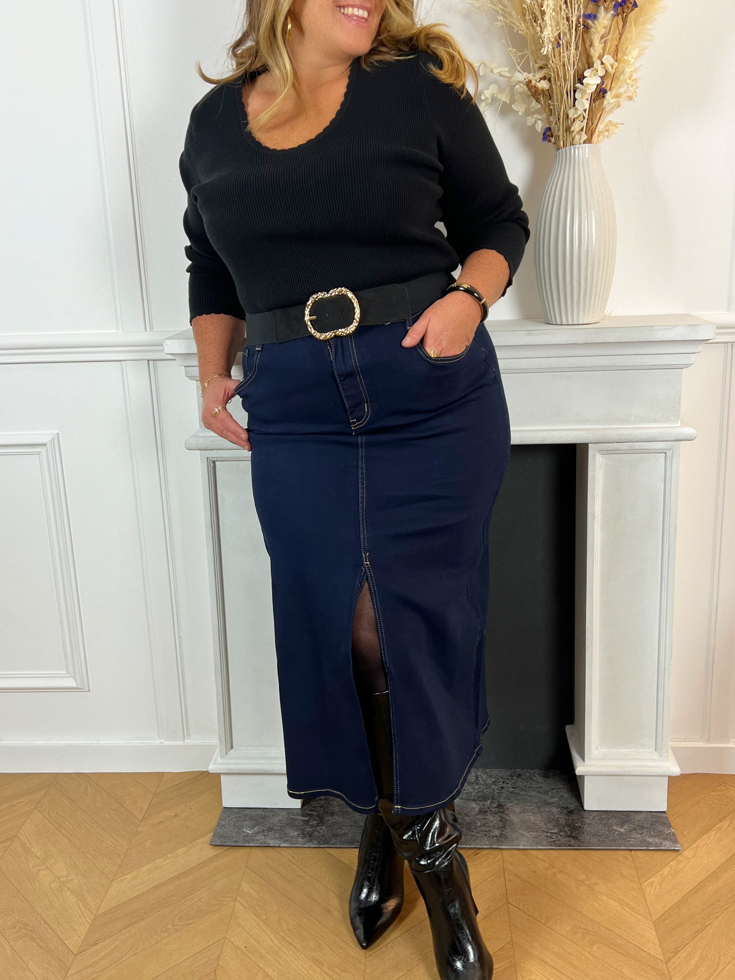 Jupe bleue en jean longue Curve Soan
