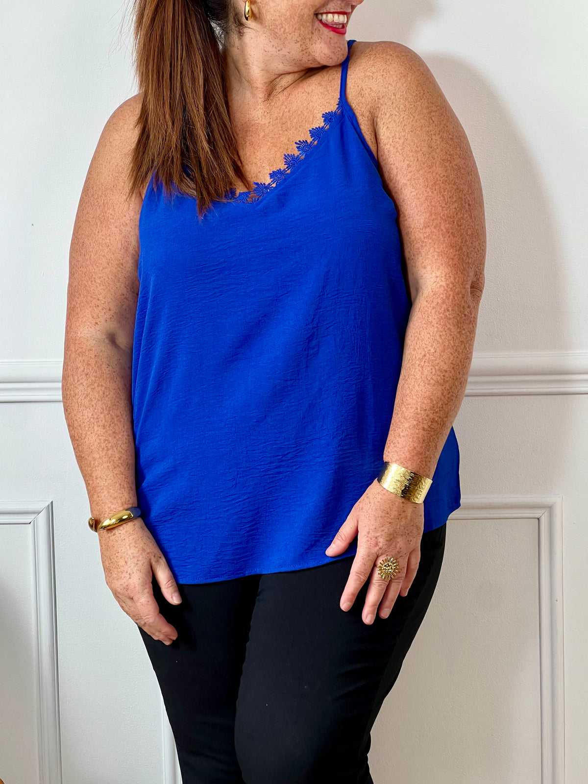 Top bleu grande taille : Alexina