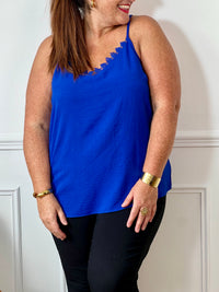 Top bleu grande taille : Alexina