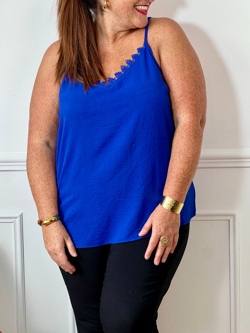 Top bleu grande taille : Alexina