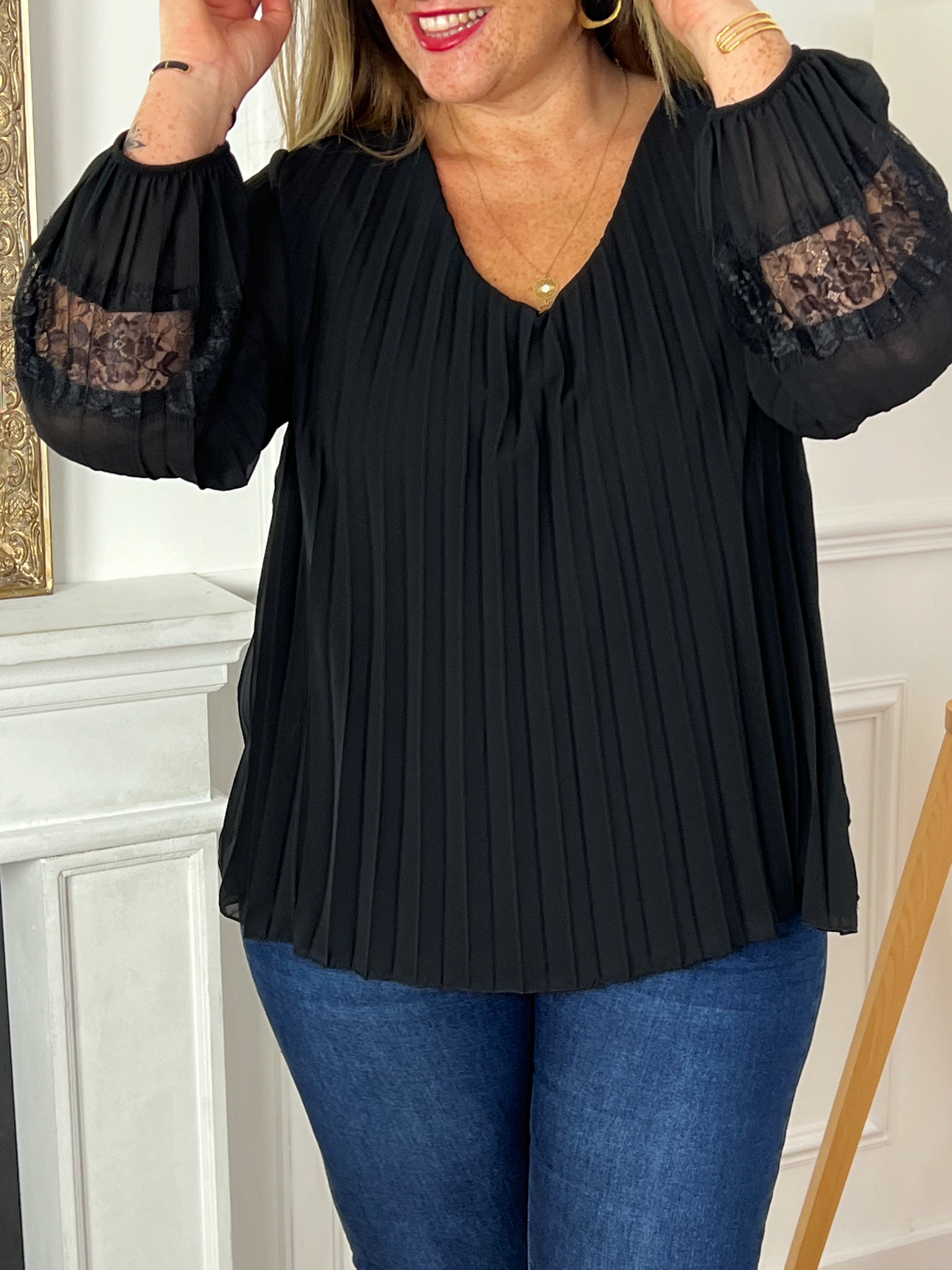 Blouse noire grande taille femme Lo cia