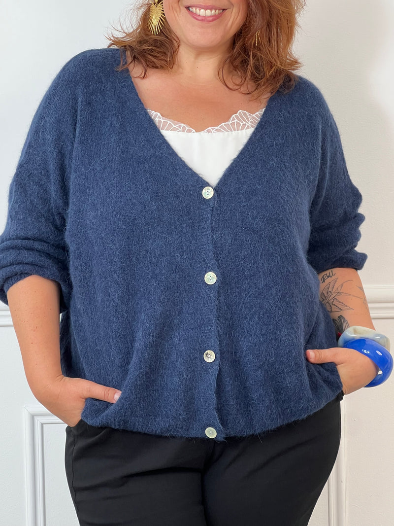 Gilet bleu marine Made in Italie curve : Caroline