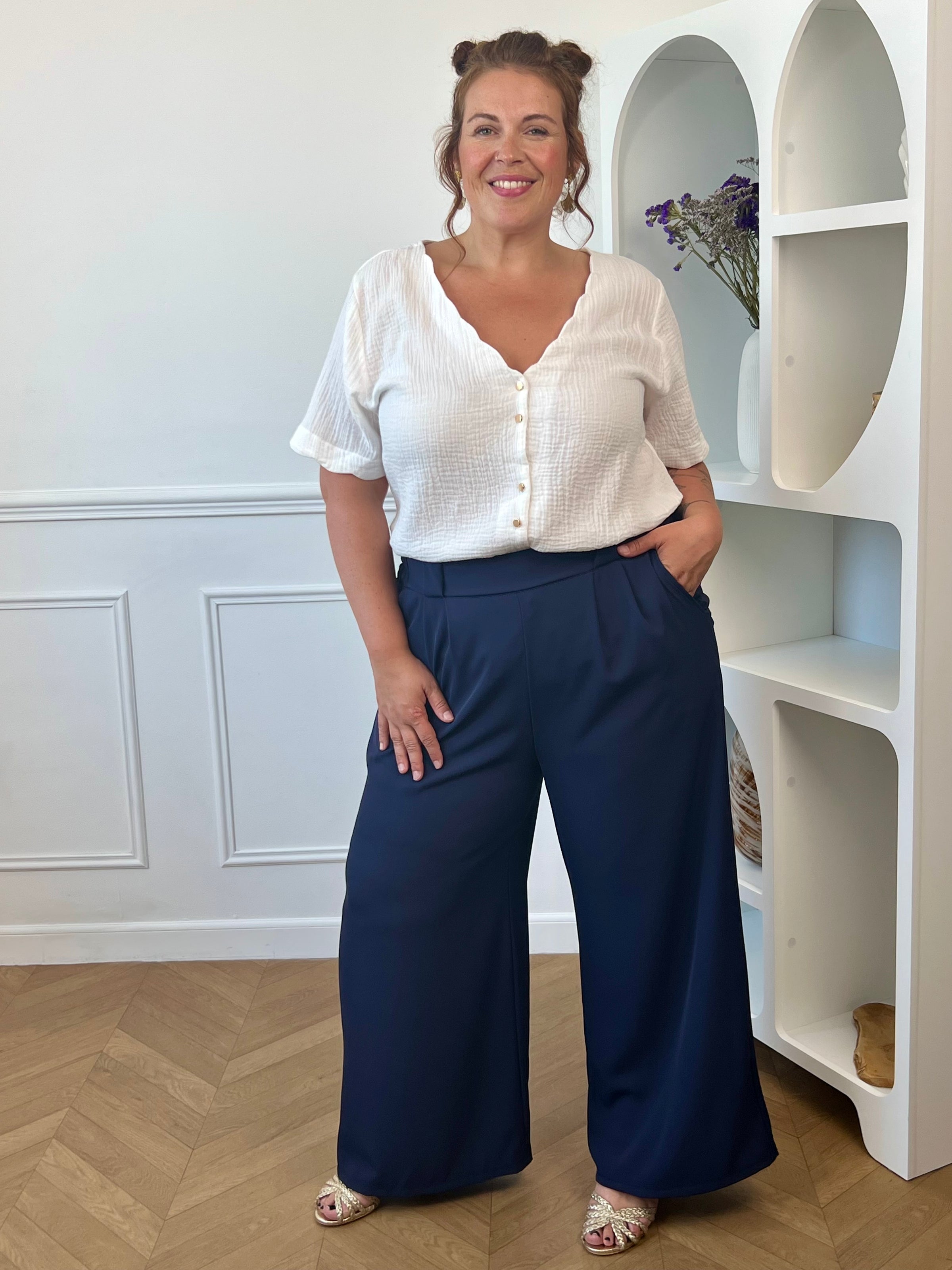 Chemise écrue en gaze de coton grande taille : Kira