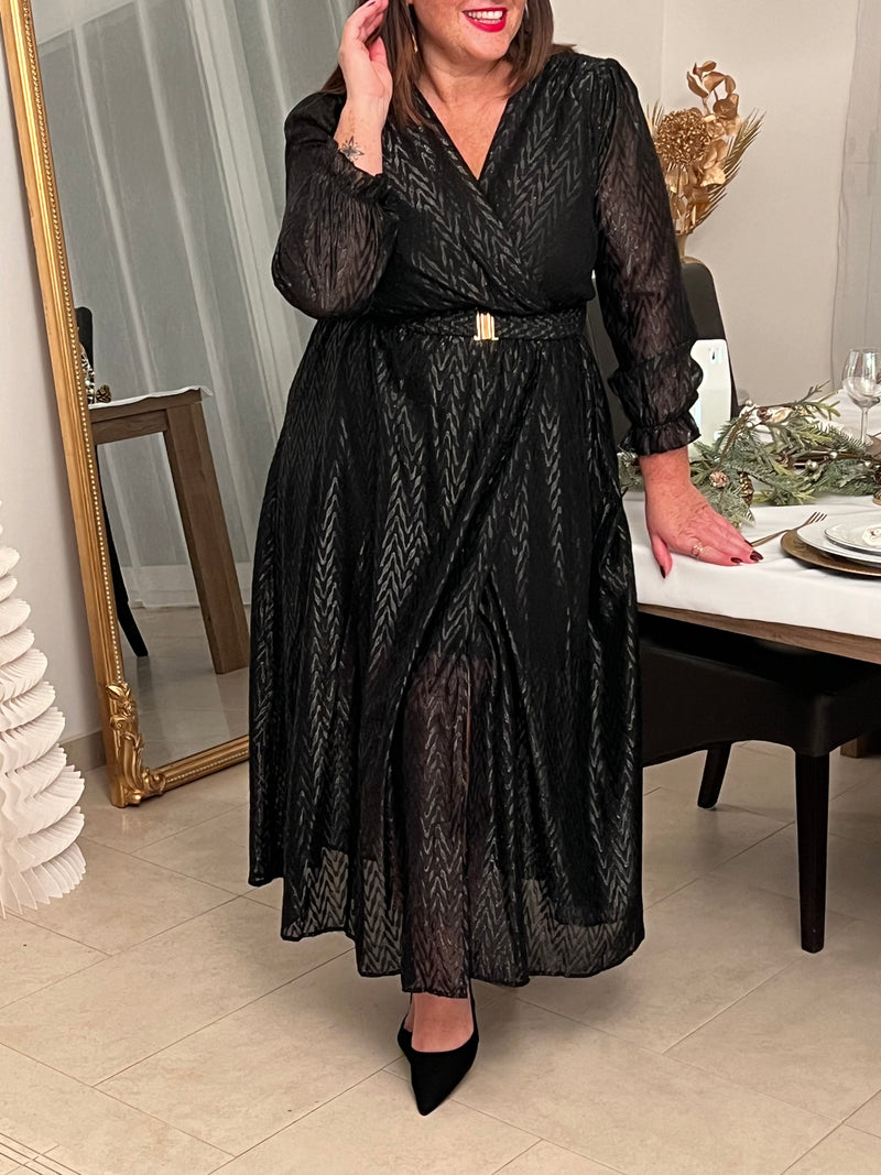 Robe noire longue brillante Curve : Maria