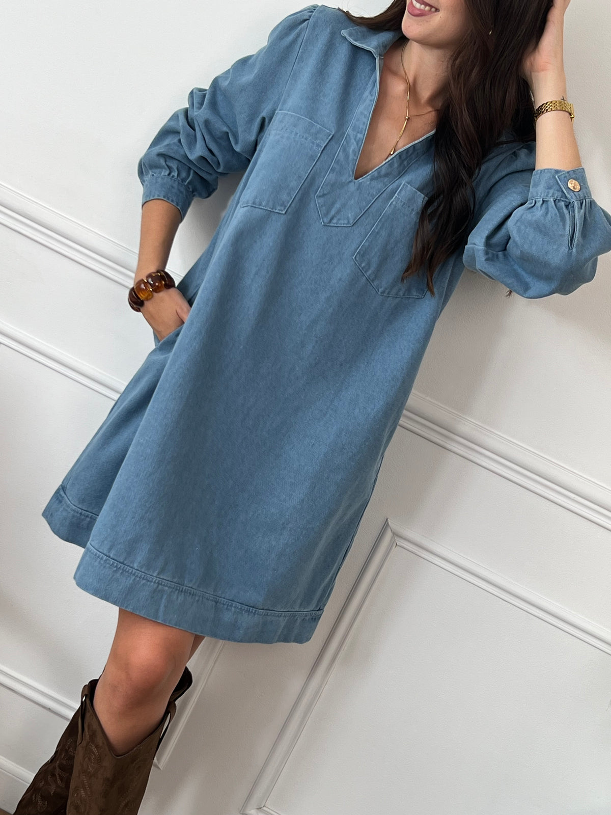 Robe courte en jean bleue : Romy