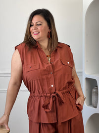 Veste sans manches terracotta grande taille : Eloane