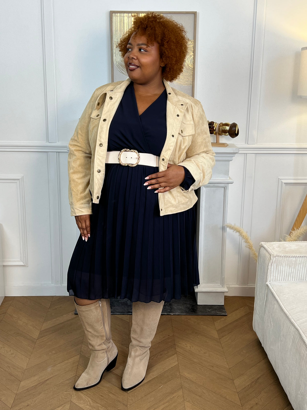 Robe courte bleu marine grande taille : Ophelie