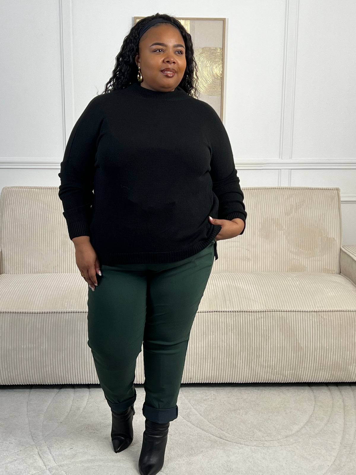 Pantalon vert foncé grande taille : Diego