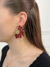 Boucles d'oreilles bordeaux et dorées : Reina