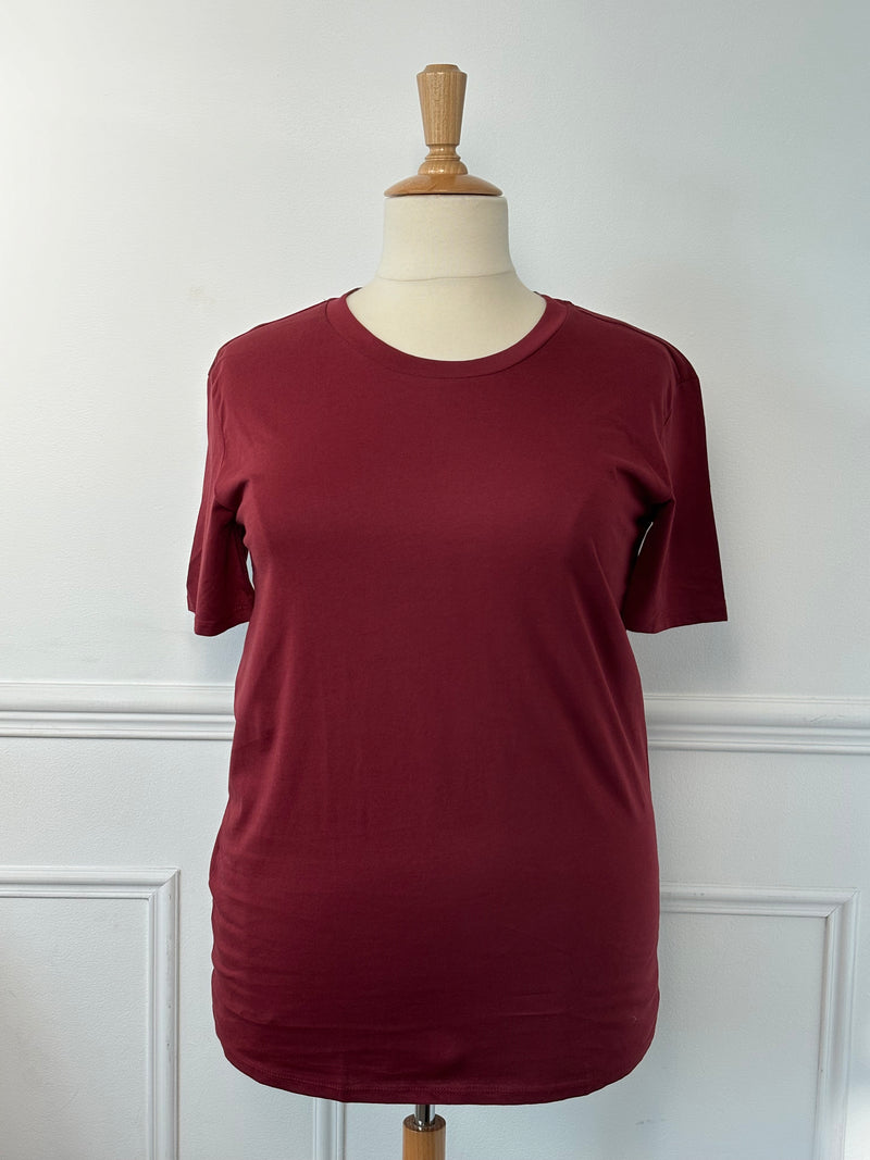 Tee-shirt bordeaux manches courtes : Leyna