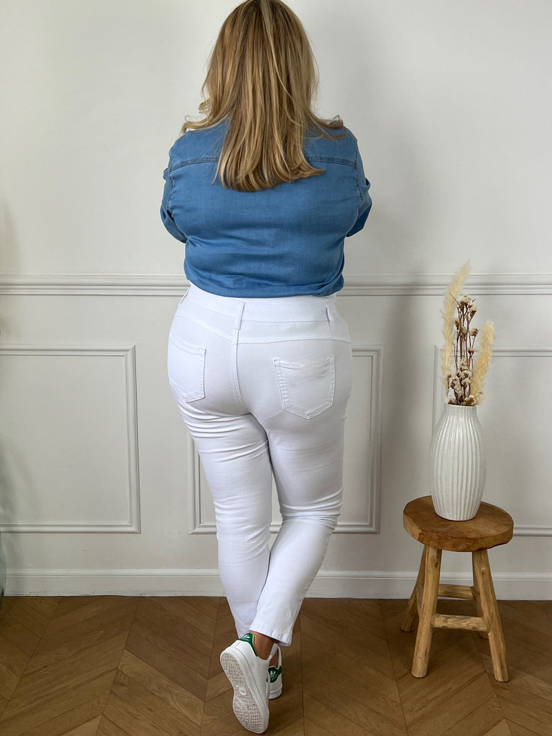 Découvrez notre jean blanc gainant taille haute Curve Ethan! Il est parfait pour mettre en valeur votre silhouette tout en étant confortable à porter. Son design gainant offre un maintien optimal tandis que sa taille haute mettra en valeur votre taille. Un essentiel pour toutes les femmes!