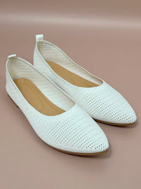 Ecru Flexible Ballet Flats: Caliora