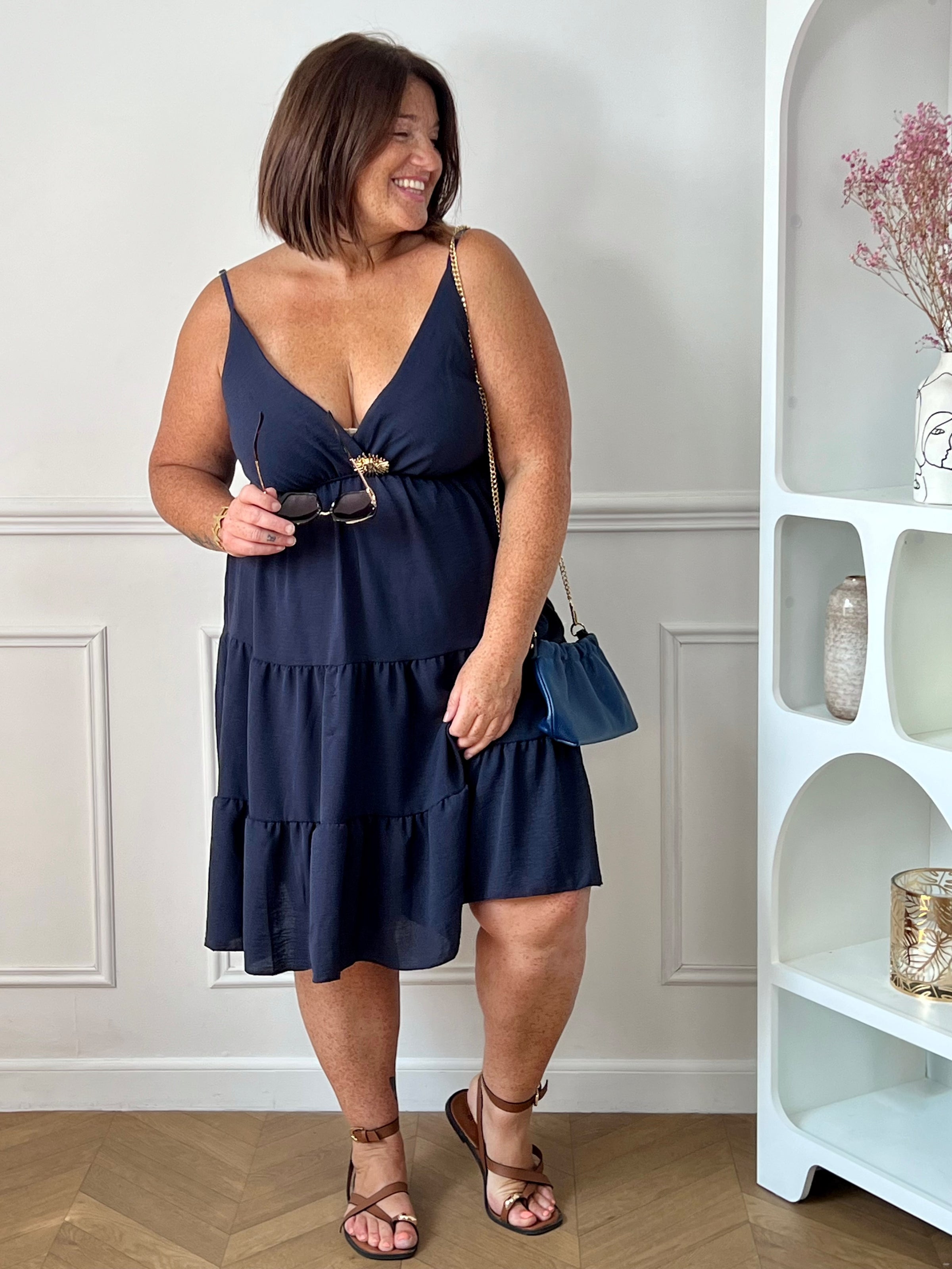 Robe courte bleu marine grande taille : Loetitia