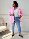 Blazer rose avec détail léopard : Evan