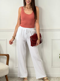 Pantalon écru gaze de coton : Jolina