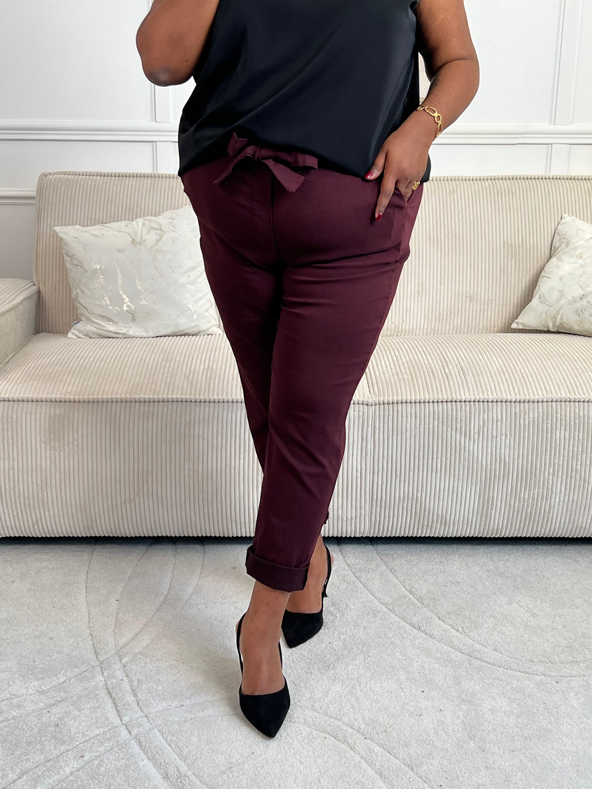 Pantalon bordeaux grande taille : Diego