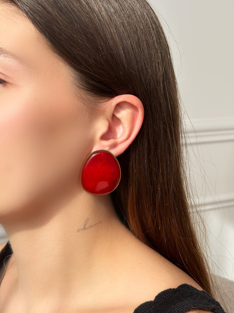 Boucles d'oreilles rouges : Oria