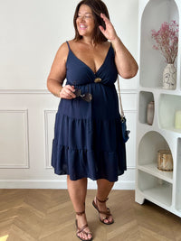 Robe courte bleu marine grande taille : Loetitia