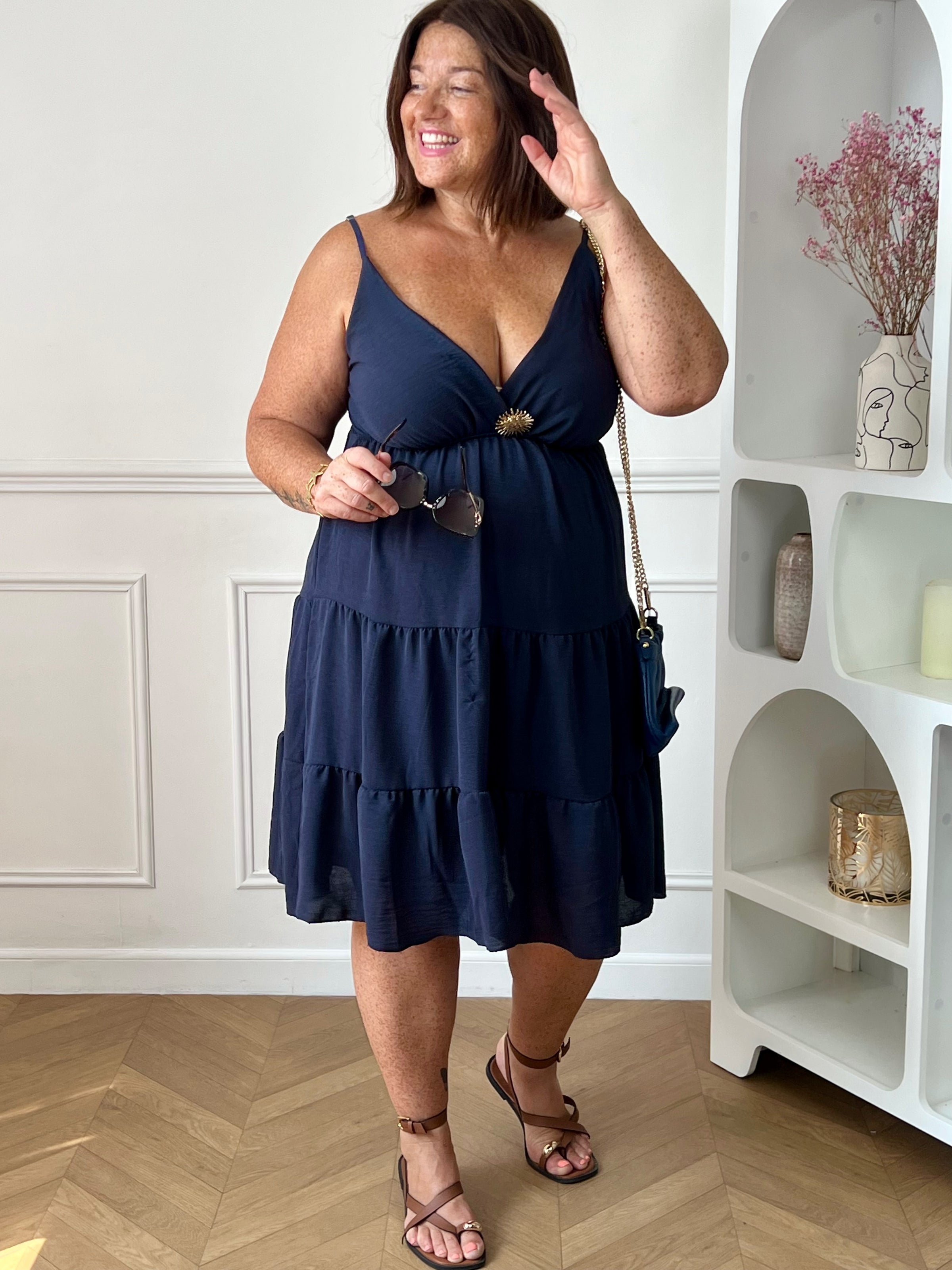 Robe courte bleu marine grande taille : Loetitia