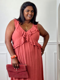Robe longue rose grande taille : Apolina