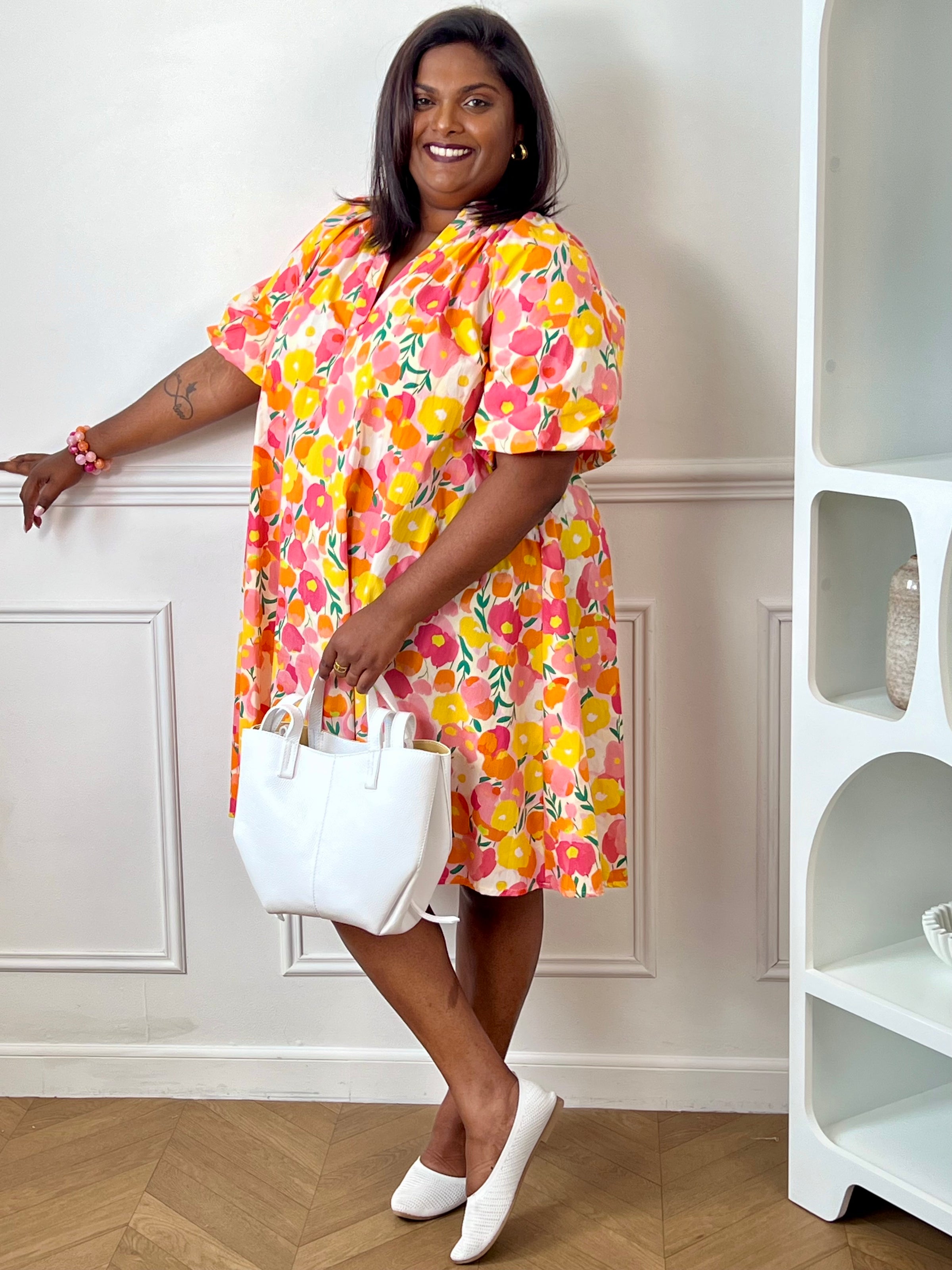 Robe courte fleurie grande taille : Nisa