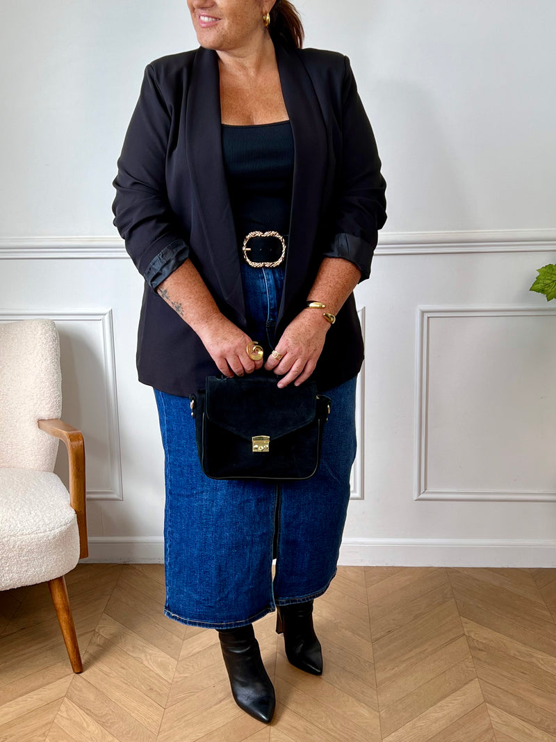 Jupe longue bleu foncé en jean : Amber