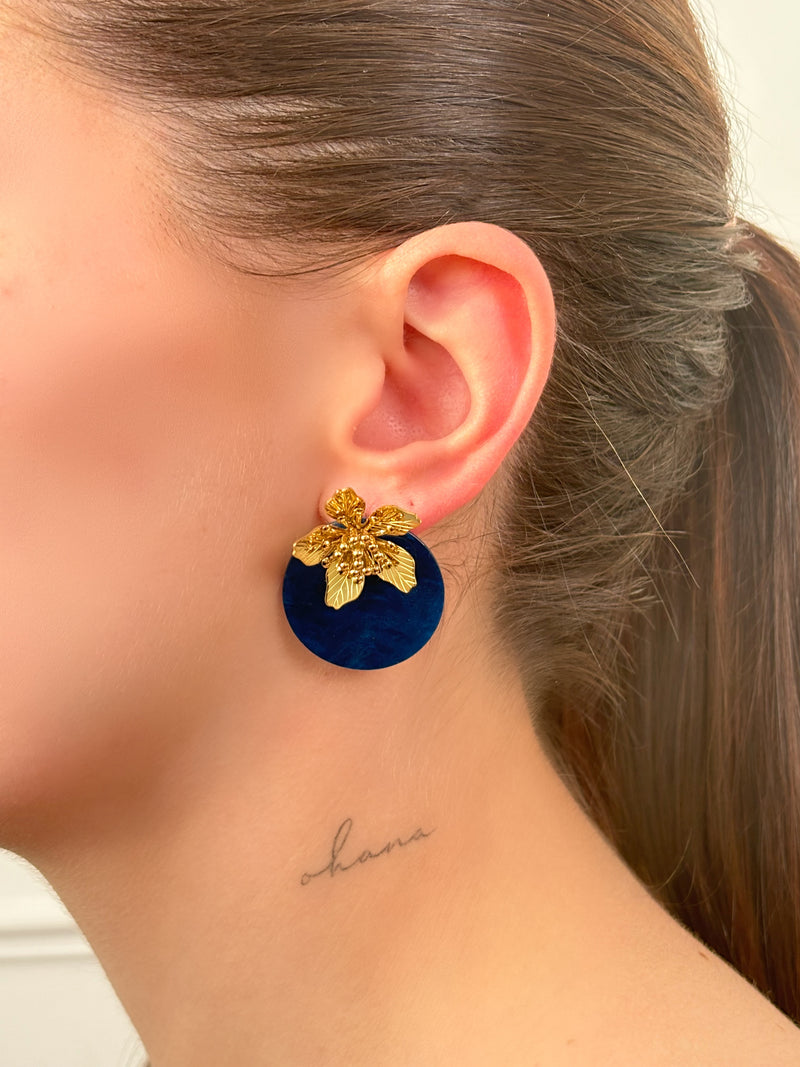 Boucles d’oreilles bleues et dorées : Lorena