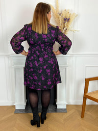 Robe courte noire et violette Curve : Adele - Loïcia