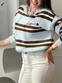 Pull bleu en laine : Lyra
