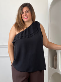 Top noir grande taille : Noha