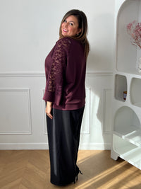 Pull prune avec dentelle grande taille : Alec