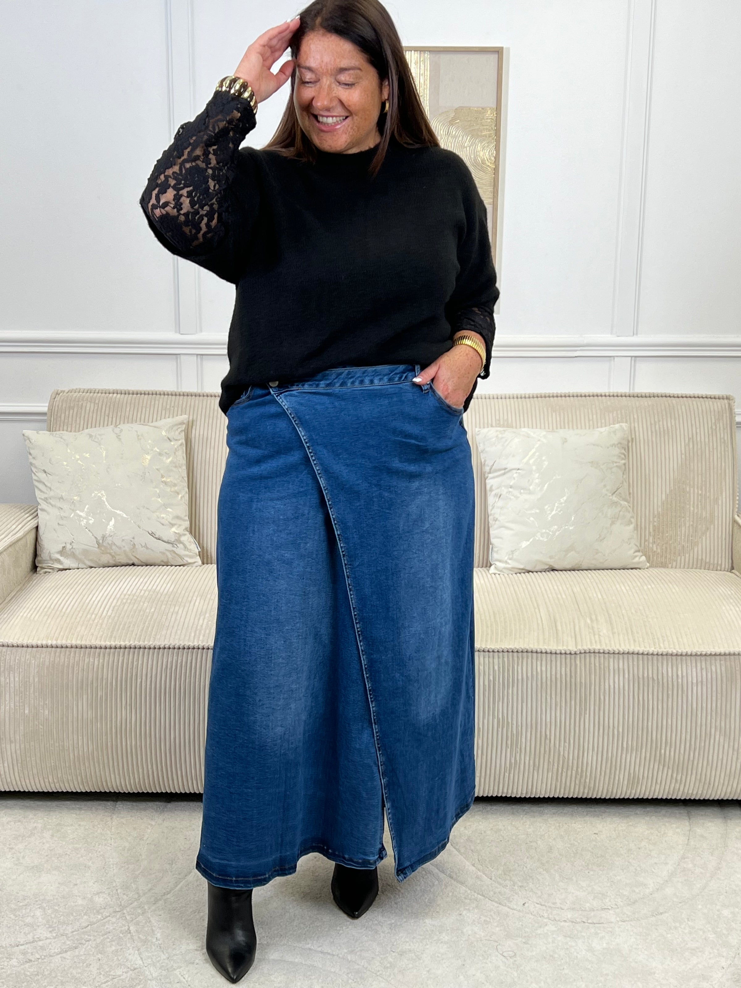 Jupe longue en jean grande taille : Opale