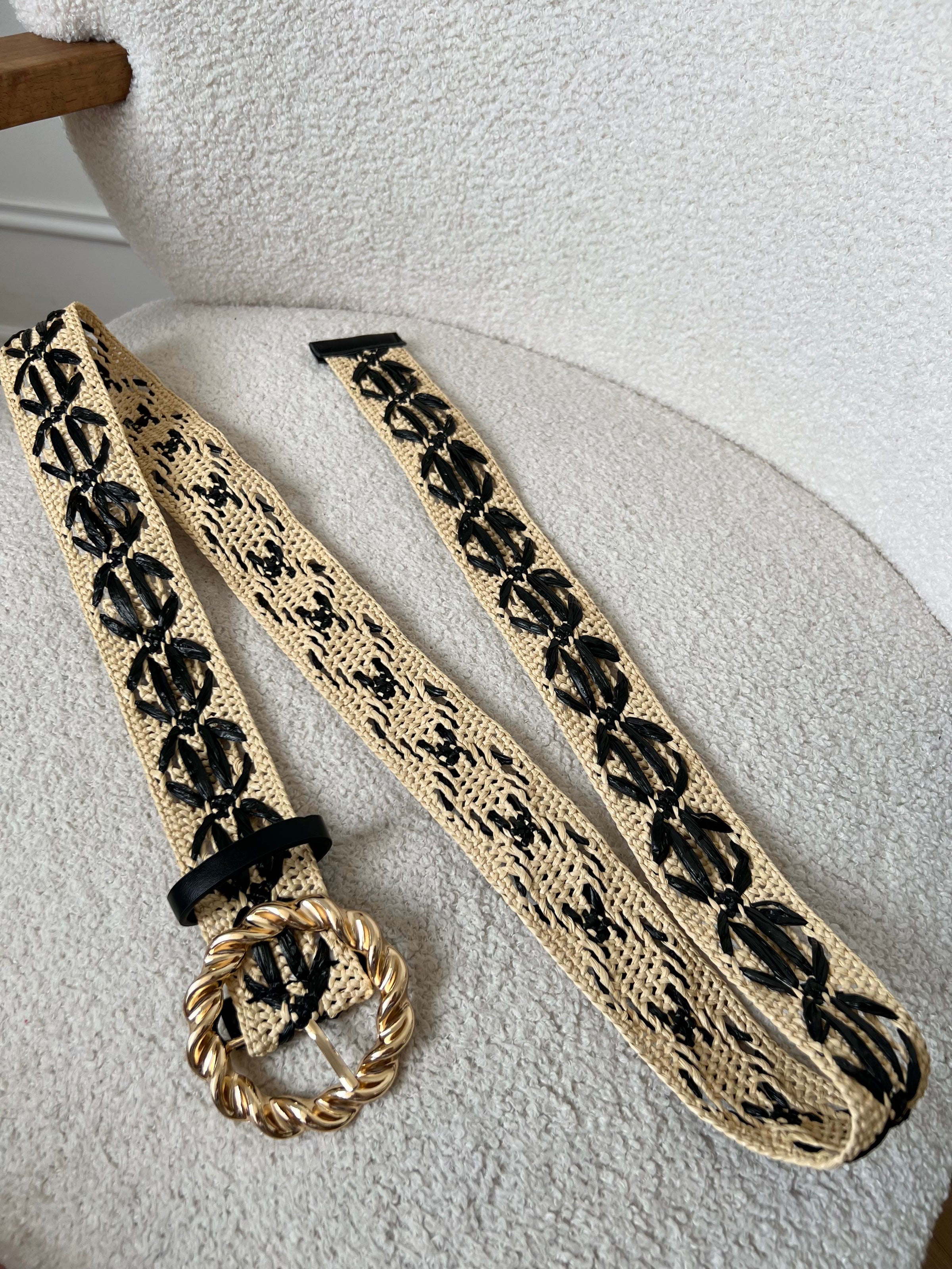 Ceinture beige et noire grande taille : Lyna