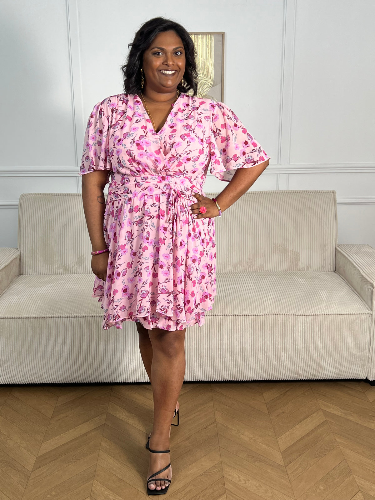 Robe rose grande taille : Alma